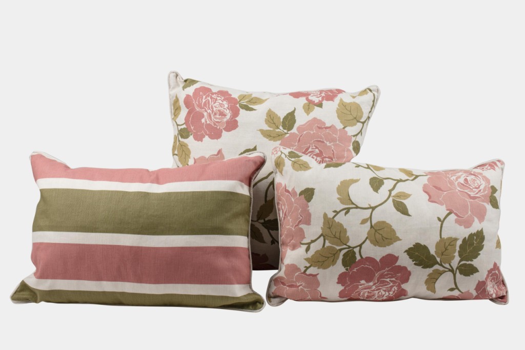 Vintage rose & striped patterned pillows - Image 3