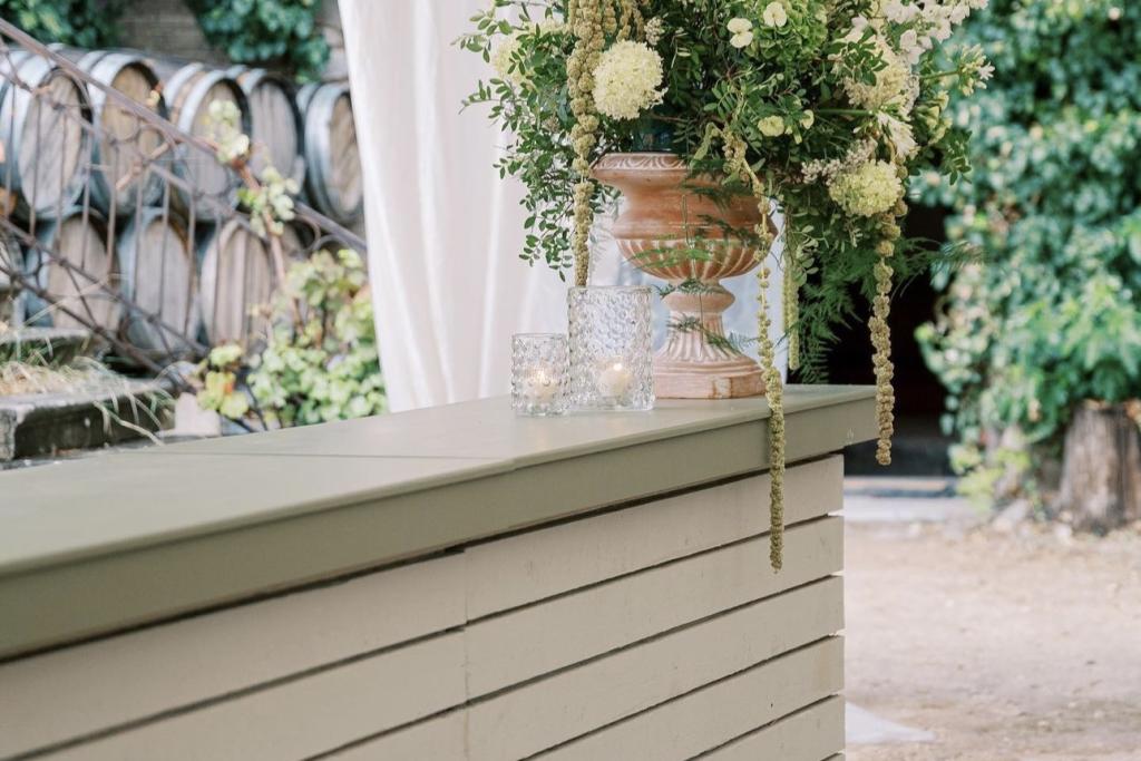 Wooden bar with olive green top - Image 0