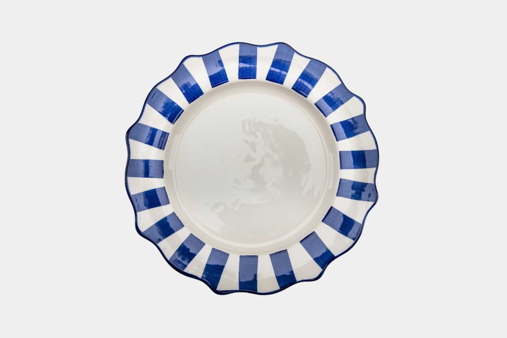 Striped white & blue plate set - Image 1