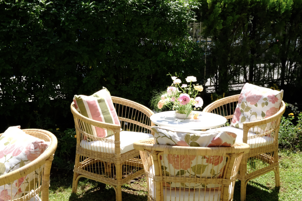 Vintage rose & striped patterned pillows - Image 1