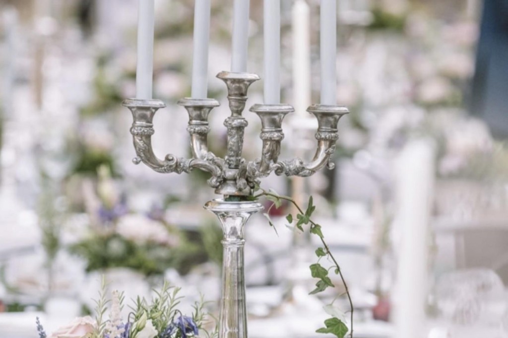 Five pillar silver candleholder - Image 1